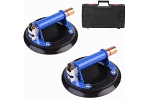 IMT 8 Inch Vacuum Pump Suction Cup, Set of 2, Metal Handle and Brass Pump，Glass Lifters for Lifting Large Tiles, Marble, Glass
