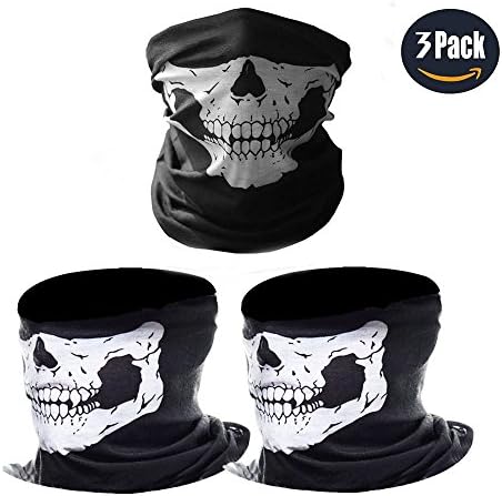 Suppar Motorcycle Face Masks, Skull Half Face Mask for Outdoor Cycling Riding Hiking, Motorcycling Protective Face Mask (Cool Party Mask) Pack of 3