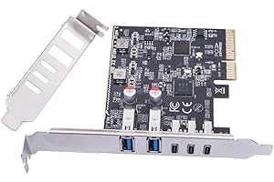 Cenroelon USB PCIE Card 2Port USB3.2 GEN2 USB-A + 3Port Type C 10Gbps Expansion Card PCI-E X4 USB HUB Adapter for Desktop