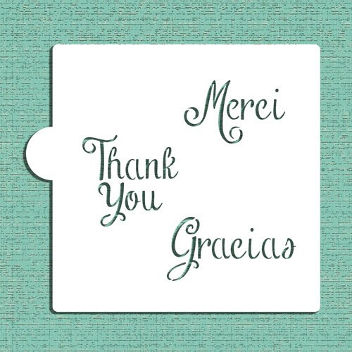 Merci, Thank You and Gracias Cookie and Craft Stencil CM098 by Designer Stencils