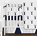 Sweet Jojo Designs 9-Piece Navy Blue White and Gray Woodland Deer Print Crib Baby Bedding Set with Bumper for a Newborn Boy