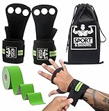 Crossfit Gloves for Girls and Men - Leather Hand Grips with Detachable Wrist Support for Pull Ups, Crossfit Training, WODs, Kettlebells & More - Gymnastics Hand Grips 3 Hole