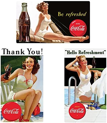 Bundle: Three (3) Coca-Cola Coke Tin Refrigerator Magnets (#2180102, 2180132 & #2180112)
