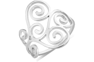 TEAMER Vintage Filigree Flower Ring Stainless Steel Elegant Flower Ring Wedding Band Ring for Women