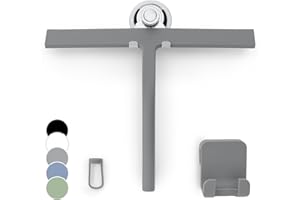 GÜTEWERK Shower Squeegee for Glass Doors, Squeegee for Shower Glass Door, Rubber Shower Squeegee for Shower Doors, Shower Door Squeegee for Window Cleaning, Shower Glass Squeegee - Grey - 11 Inch