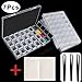 Outee 3 Pack 28 Grids Diamond Painting Box Storage 5D Diamond Painting Accessories Storage Box for Diamond Embroidery with 3 Pack Tweezers and 168 Pieces Craft Label Marker Sticker