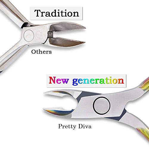 PrettyDiva Cuticle Nipper - Stainless Steel Nail Cuticle Cutter Trimmer Clipper with Double Spring, Durable Dead Skin Remover Manicure/Pedicure Tool for Fingernail Toenails