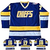 Hanson Brothers Charlestown Chiefs 16 Jack 17 Steve 18 Jeff Slap Shot Movie Hockey Jersey Blue