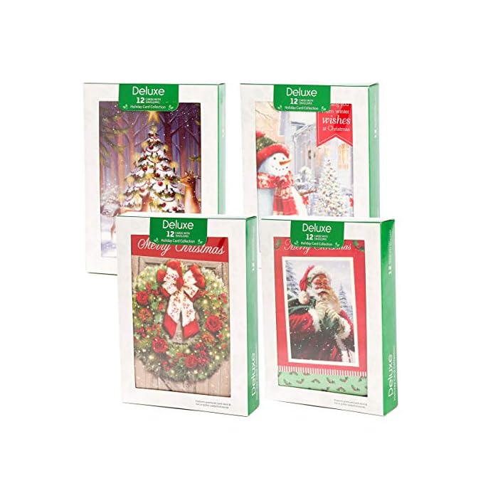 Buy Papercraft (48 Pack) Boxed Christmas Cards Deluxe Bulk Assortment