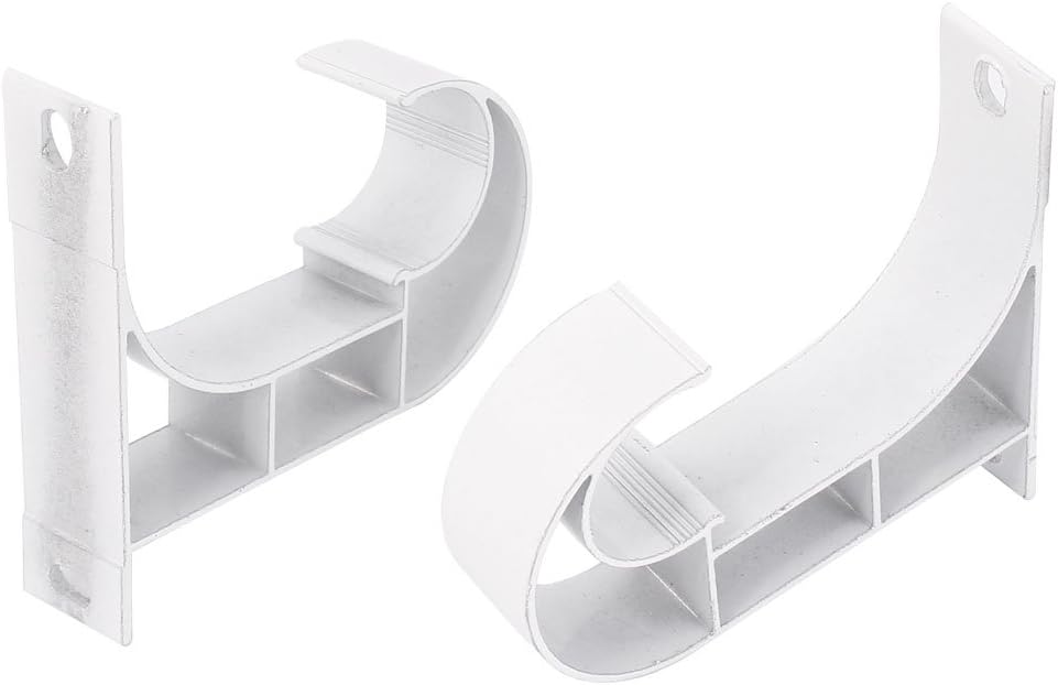 uxcell 2pcs 1 Inch Dia Drapery Curtain Rod Hook Shape Metal Ceiling Bracket grey white