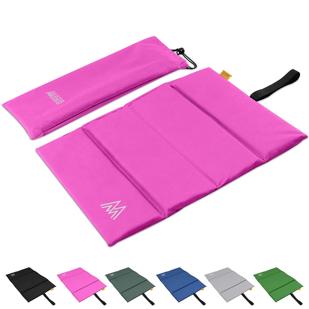 Mister Mountain® Large Outdoor Iso-Seat Cushion 35 x 48 x 1.5 cm Easy to Fold & Washable Thermal Cushion Seat Mat Including Bag Seat Cushion with Protection Against Cold, Moisture, Dirt & Heat (Pink)