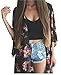 Yonala Women's Cardigan Blouse Bikini Swimwear Beach Kimono Cover Up Blouse Black
