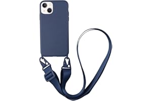 CQUUKOI Compatible with iPhone 13,Crossbody Phone Case with Lanyard Cute Soft Silicone Case with Adjustable Shoulder Strap Shockproof Protector Compatible with Women Girls Brick Blue