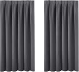 BellaHills Blackout Curtains 2 Panels 46x54 Charcoal Grey Pencil Pleat Bedroom
