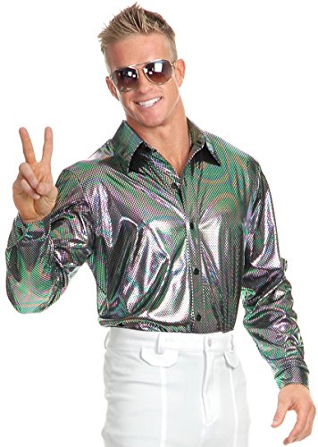 Unknown Men's 70s Metallic Nailhead Disco Shirt