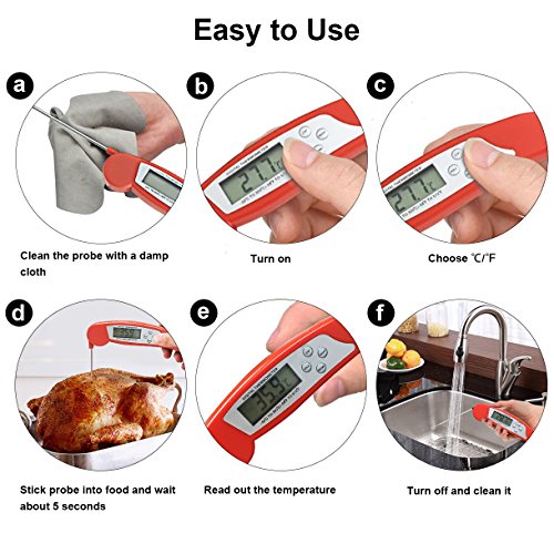 Digital Instant Read Meat Thermometer and 60 Minutes Tomato Mechanical Kitchen Timer Food Cooking Thermometer with Collapsible Internal Probe for Kitchen BBQ Grill Smoker Fry Food Milk by Hapree