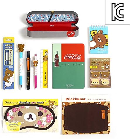 Rilakkuma Essential Composition Stationery School Supplies Set (Notebook, Highlighter, Notebook, Eraser, Mask, Sharp, Ballpoint, Pencil, Pencil Case) With Zipper File Pack Random Design