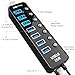 USB 3.0 Hub, Hhusali 7-Port SuperSpeed USB 3.0 Hub With 1 USB Charging Port and Power Supply Adapte
