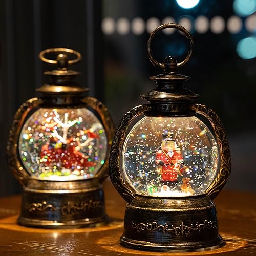 Christmas Snow Globe Lantern Water Glittering Nutcracker With Music