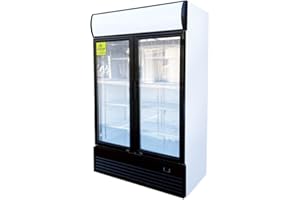 COOLER DEPOT Commercial Refrigerator Glass 2-Door Merchandiser Display Fridge Beverage Drink Cooler ETL,NSF certified, Bottom-Mounted, 48 inches width, capacity 40 cuft 110V, 8 Shelves, Restaurant Kitchen LGD-1000