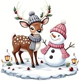 Snowman Reindeer Through Wall PVC Vinyl Car Decals Stickers Waterproof Self-Adhesive Decals for Cars, Laptops, Trucks, Motorcycles Wall Window Luggage Scratch Cover Door Decor Sticker