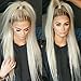 DBOWIN QUEEN HAIR Long Grey Body Wavy Lace Front Wigs for Women Thick Soft Heat Resistant Gray Ombre Synthetic Wig Fiber Hair for Halloween (Ombre Blonde, 24inch)