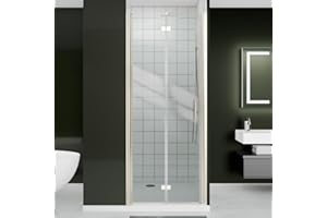 Comfystyle Bifold Shower Door, 30"-31.9" W x 72" H, 1/4" Tempered Glass Shower Door, Foldable Shower Glass Door, Adjustable, Brushed Nickel Finish