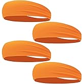 4 PCS Sweat-Guiding Double-Layer Sports Headbands, Stretchy Durable Sweatband Hairbands for Men Women Fitness Running Dance Yoga