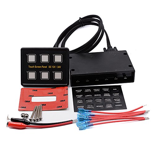 ZJ-Light 12V 24V 6 Gang LED Switch Panel Slim Touch Control Panel Box for Car Marine Boat