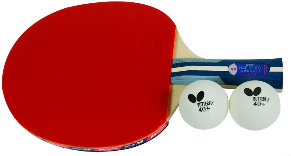Butterfly Harimoto Tomokazu 1800 Kids Shakehand Table Tennis Racket | Japan Series | Good Speed and Spin with Superb Control | Recommended for Beginning Level Players, red/Black : Sports & Outdoors