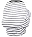 Chalier Nursing Breastfeeding Cover Scarf - Baby Car Seat Canopy - Soft Carseat Canopy Cover - Shopping Cart, Stroller, Carseat Covers - Multi Use Infinity Stretchy Shawl (Gray & White Stripes)