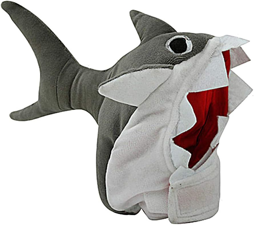 Vaious Pet Shark Hat Cute Halloween Cat Dog Shark Costume Headdress Pet Plush Cap,GRAY,M