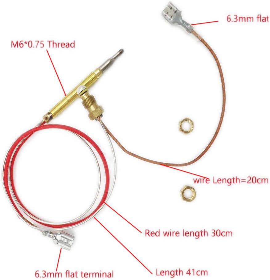 METER STAR Outdoor Gas Patio Heater M6x0.75 Head Thread With M8x1 End Connection Nuts Thermocouple Length 0.41 Meters - Best Sell - Image 4