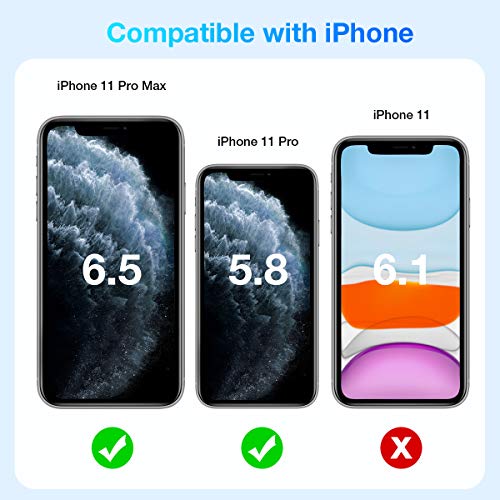 Tensea Compatible iPhone 11 Pro/iPhone 11 Pro Max Camera Lens Protectors, Aviation Aluminum Rear Cover and Tempered Glass Film Back Screen Protectors, 2 Pack (Midnight Green)