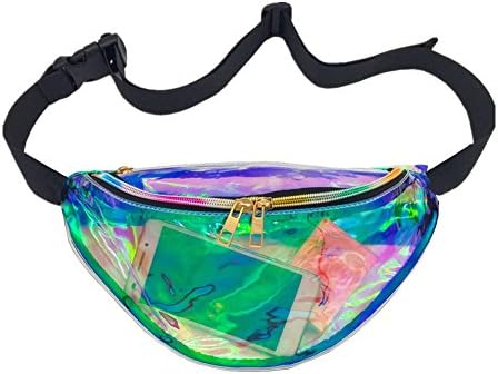 MSFS Laser Waist Bag Transparent Fanny Pack Hologram Waist Chest Bag for Sport Party (Transparent)