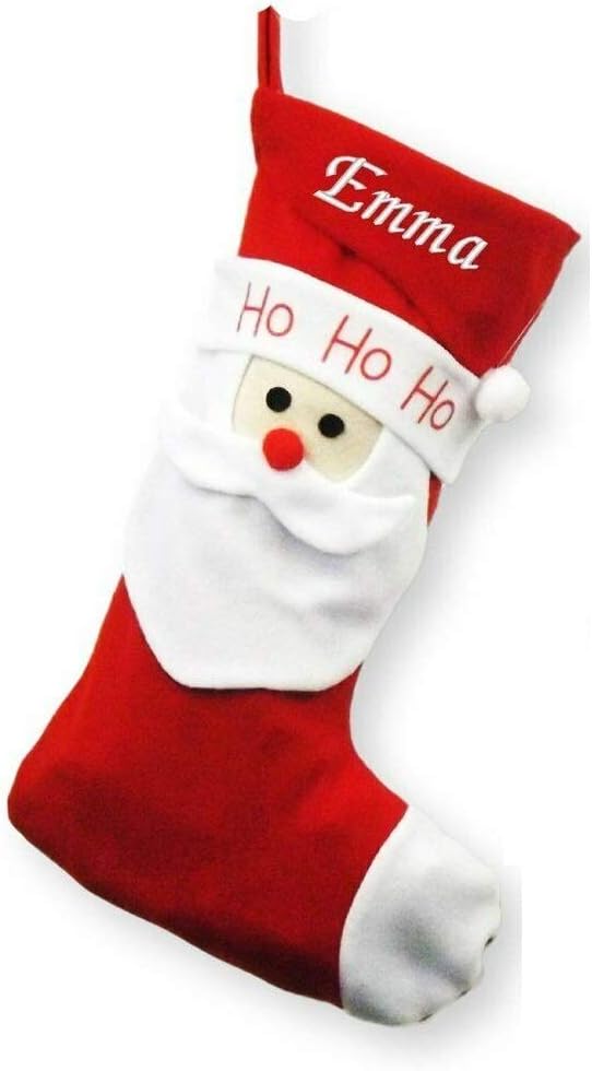 D3D3 Personalised Luxury Embroidered Christmas Stockings - Santa/Penguin Design - Deluxe (Santa)