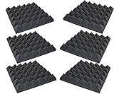 Foamily 6 Pack - Acoustic Foam Sound Absorption Pyramid Studio Treatment Wall Panels, 2" X 12" X 12"