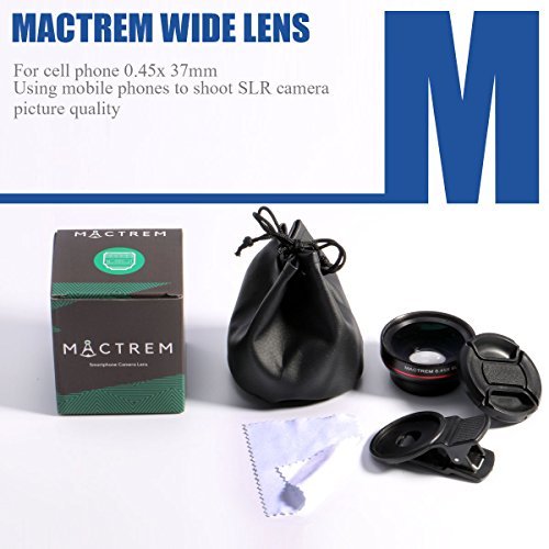 Mactrem 2 in 1 Universal HD Camera for mobile Cell Phone Lens Kit for iPhone 6s 6 Plus 5s 5, Samsung S6 S5 Smartphones (0.45x Super Wide Angle Lens, 12.5x Super Macro Lens)