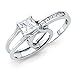 14k Yellow OR White Gold SOLID Princess Square Engagement Ring & Wedding Band Set