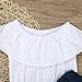 2PCS/ Set Toraway Toddler Kid Baby Girl Off Shoulder Solid Blouse Tops+ Jeans Pants Clothes Outfit (2T, White)