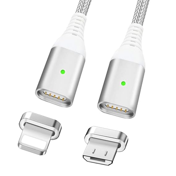 LAMA Magnet Blitz Ladekabel und Magnetisches Micro USB Datenkabel [2 Stück 1,2M] 2,4A Schnellladekabel für Phone Samsung Huaw