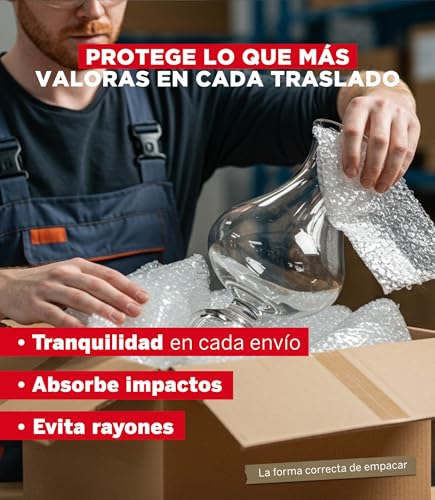 YUREX Papel Burbuja 30 cm x 10 m Poliburbuja para Empaque y Embalaje Seguro Protege Objetos Frágiles en Mudanzas y Almacenaje Amortigua Golpes Reduce Vibraciones y Cuida Superficies sin Dejar Marcas
