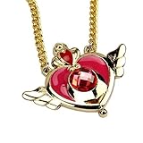 Cosplay Sailor Moon Tsukino Usagi Pendant Necklace Heart Wings Chain Locket Gift