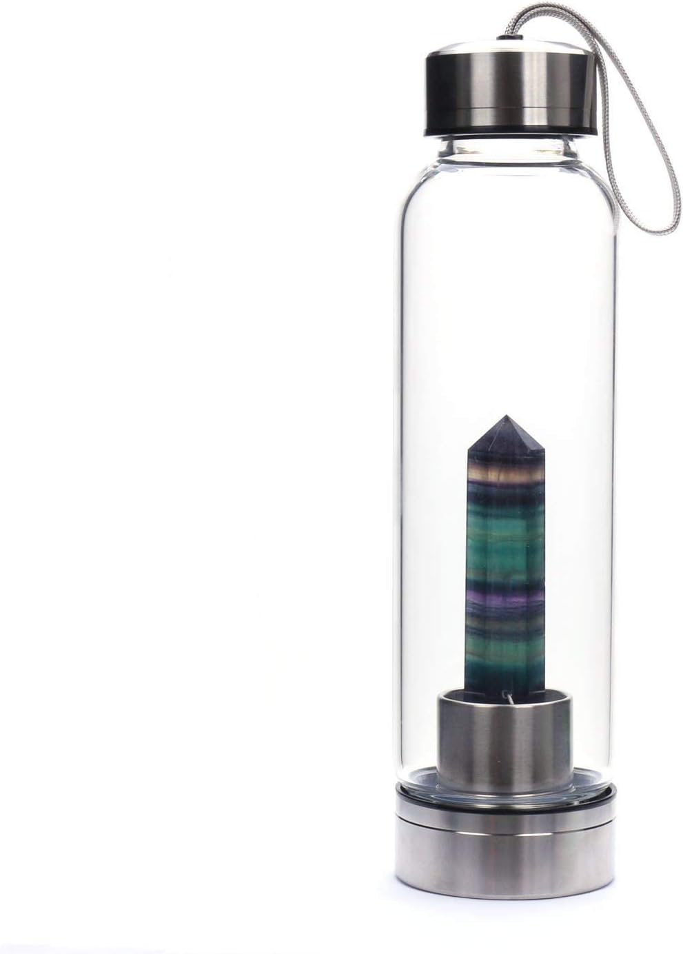 newland jewelry Crystal Bottle,Crystal Water Bottle,Fluorite Crystal Bottle,Fluorite Point Crystal Bottle,Rainbow Fluorite Bottle