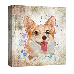 Canvas Wall Art Cute Abstract Animals Painting Artwork for Home Prints Framed - 12x12 inches