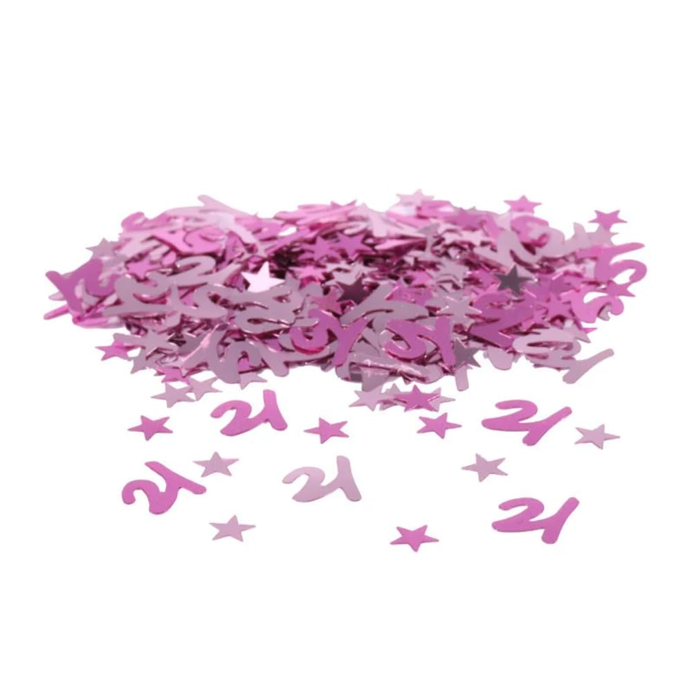 21st Age 21 Pink Confetti with Stars