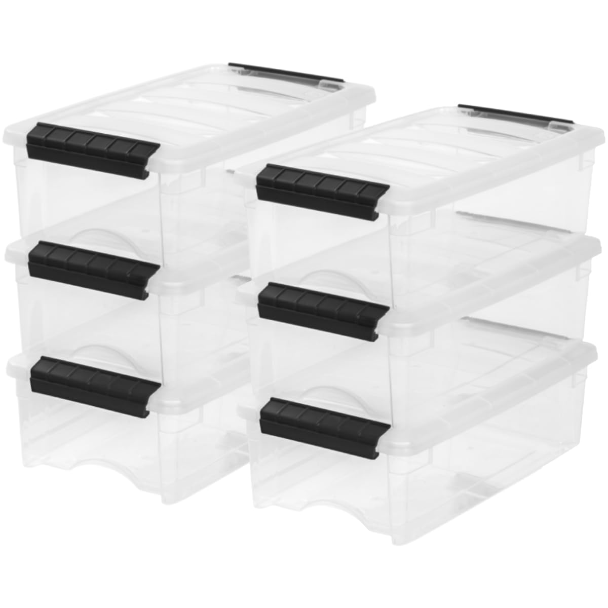 Photo 1 of IRIS USA 6-Pack Storage Bins with Lids, 6 Quart, Made in USA Stackable See-Through Organizing Solution Latches Durable Nestable Containers Secure Pull Handle, BPA-Free Plastic