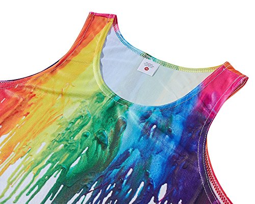 RAISEVERN Mens Tank Top 3D Melting White Print Funny Pattern Realistic Underwaist Gym Vest Shirts for Jogging X-Large