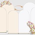 Arch Backdrop Cover Set of 3 Double Color 4ft/5ft/6ft Wedding Arch Cover Spandex Fitted Arch Covers,Round Top Arch Backdrop Cover for Baby Party Birthday Banquet Shower (White+Cream)