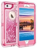 Coolden Case for iPhone 6S Plus Case Protective Glitter Case for Women Girls Cute Floating Liquid Heavy Duty Hard Shell Shockproof TPU Case for 5.5 Inches iPhone 6 Plus 7 Plus 8 Plus, Pink